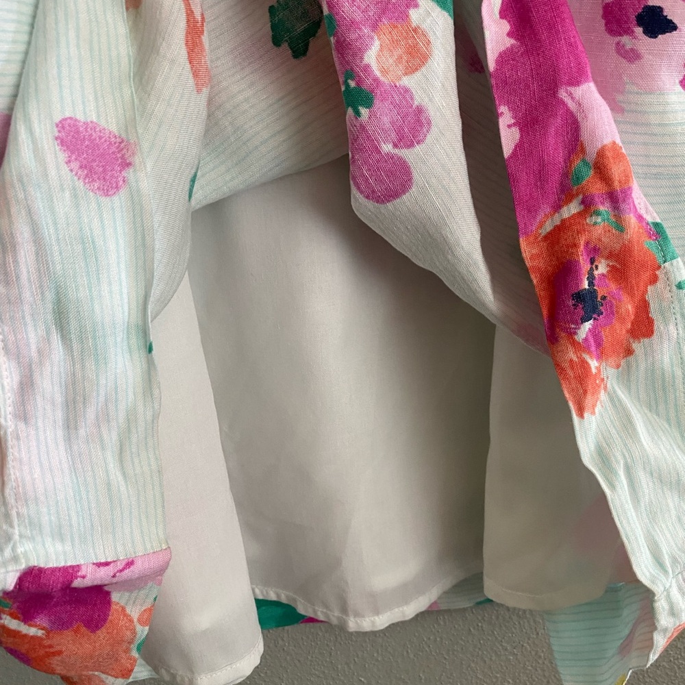 Joules Dress Size 6 Midi Stripe Floral Linen Blend Multicolor Sleeveless - Picture 5 of 10